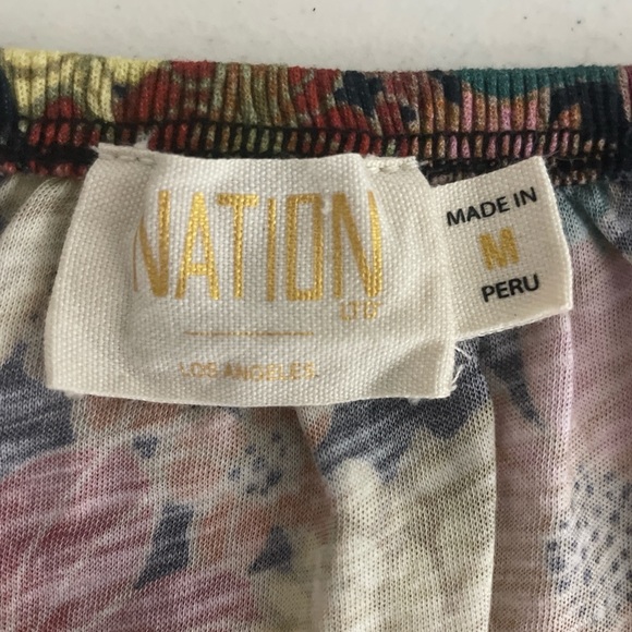 Nation LTD Los Angeles Floral Top Size Medium Popover Peasant Long Sleeve Boho - Picture 3 of 9